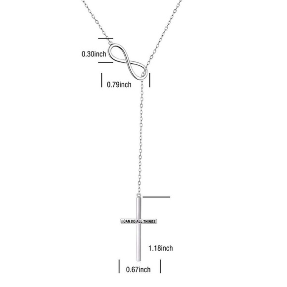 CROSS LOVE S925 Sterling Silver Lariat Necklace - Picture 6 of 6